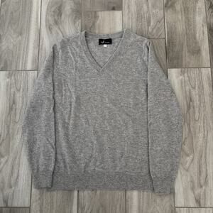 Soft By Naadam 100% Cashmere Long Sleeve Pullover Sweater Size L Gray V Neck